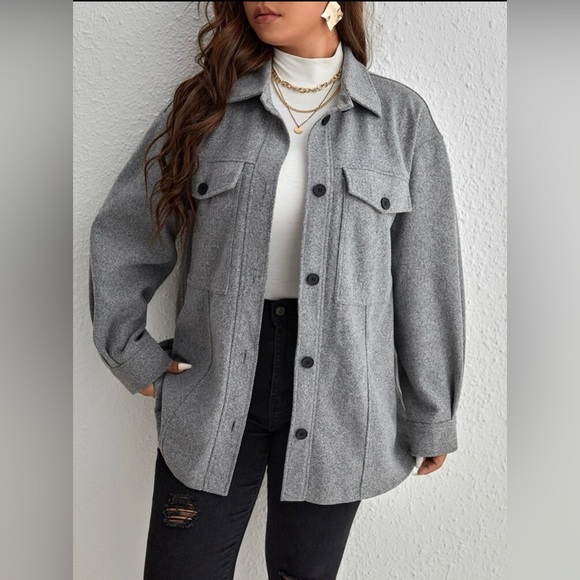 EUC Sz S (4) Gray Button Over-shirt /Sweater - Picture 12 of 13